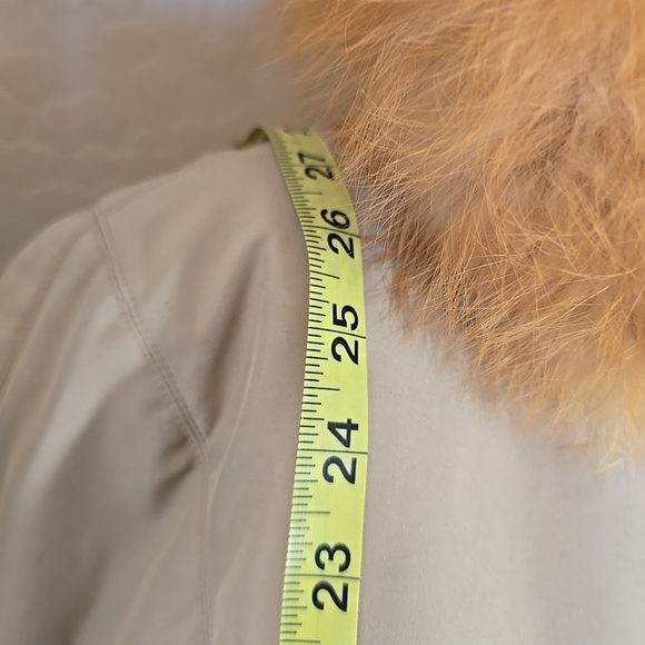 Max Mara Womens Beige Fur-Trimmed Hooded Jacket Size 4 - Picture 9 of 10